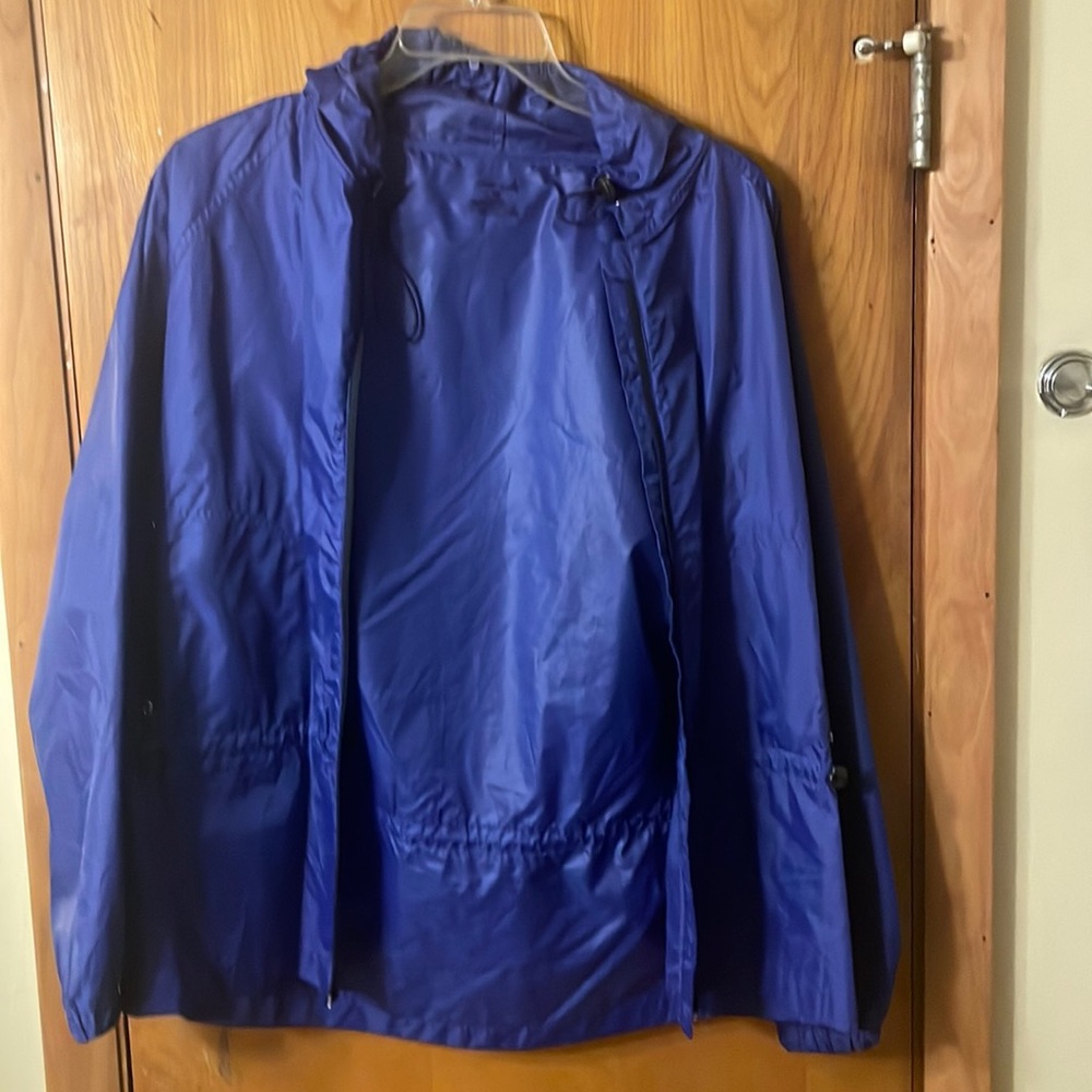 Blue rain jacket
